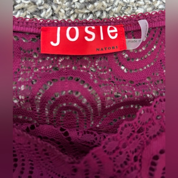 Josie Natori like new Elegant Lace Chemise in rich purple/pink size large - Picture 10 of 11